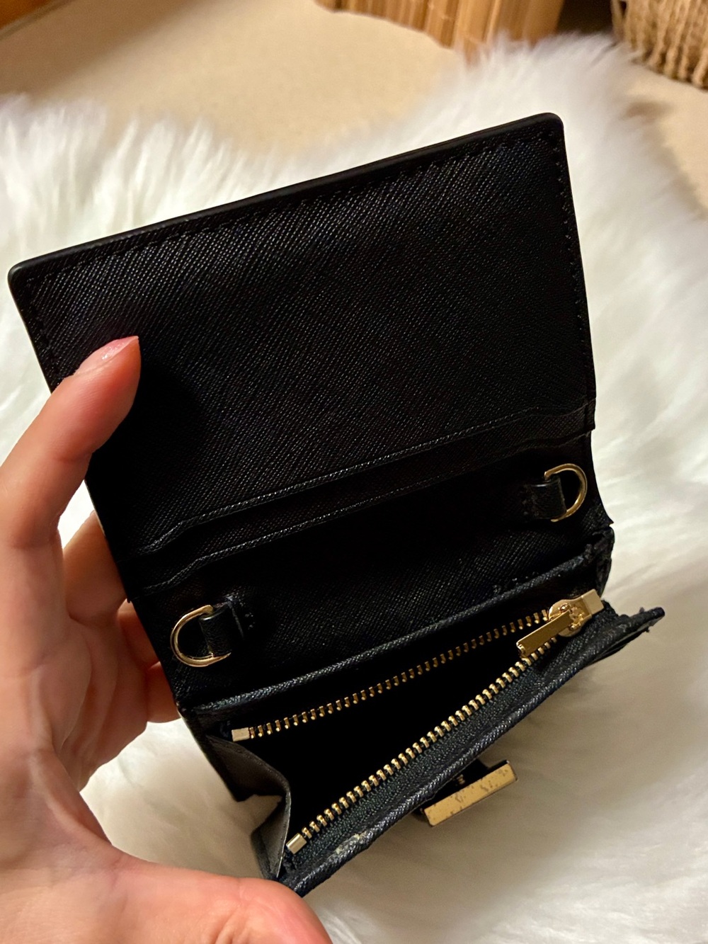 Marc by Marc Jacobs Black Leather Card & Key Wallet with Gold Accent - Picture 4 of 6